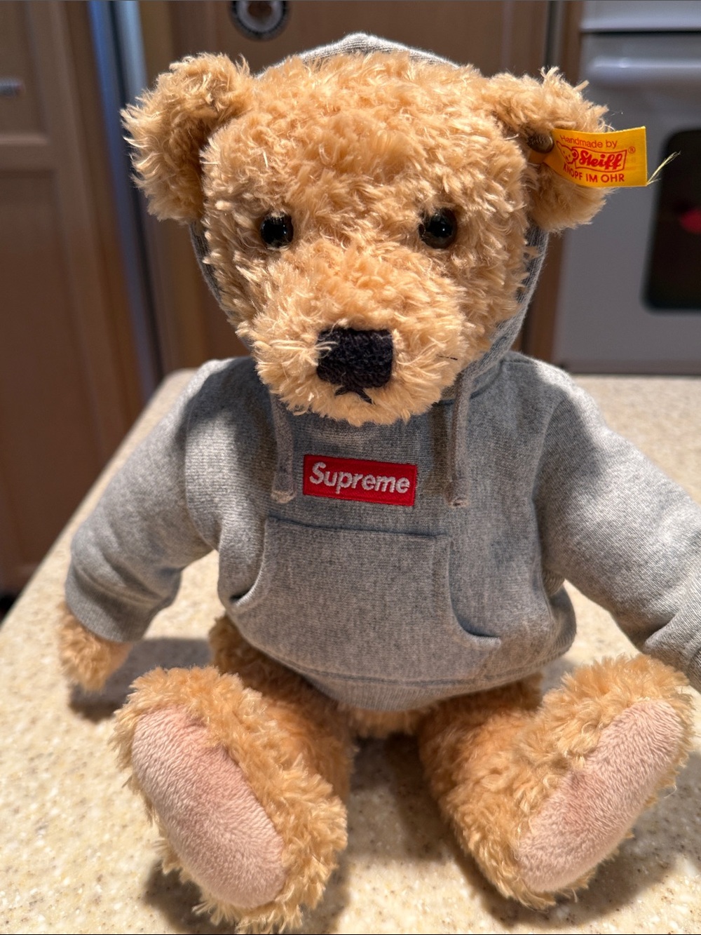 Supreme x Steiff Grey Hoodie Teddy Bear Plush